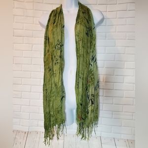 Green Floral Lightweight Scarf, Head Wrap